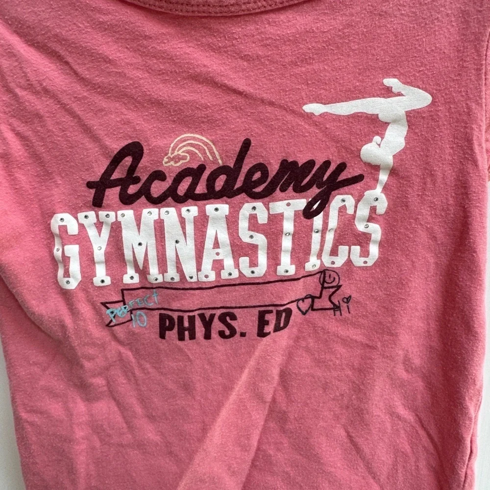 GAP XS 4T Girls Pink Short Sleeve Academy Gymnastics Tee Shirt